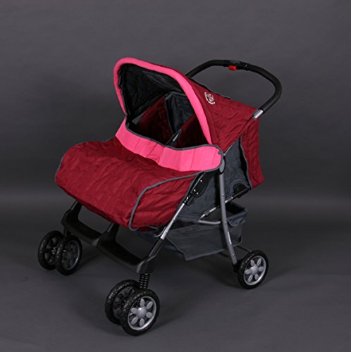 Lujoso tandem-cochecito para gemelos rosa - BambinoWorld