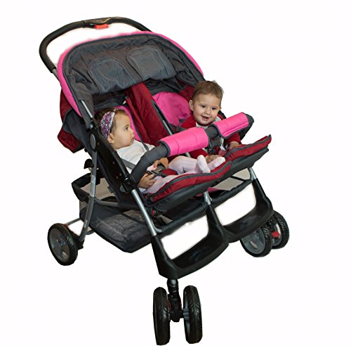 Lujoso tandem-cochecito para gemelos rosa - BambinoWorld