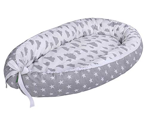 Lulando Capazo de bebé multifuncional Lulando (80 x 45 cm) gris Grey Clouds/Stars Grey 1 Unidad 500 g