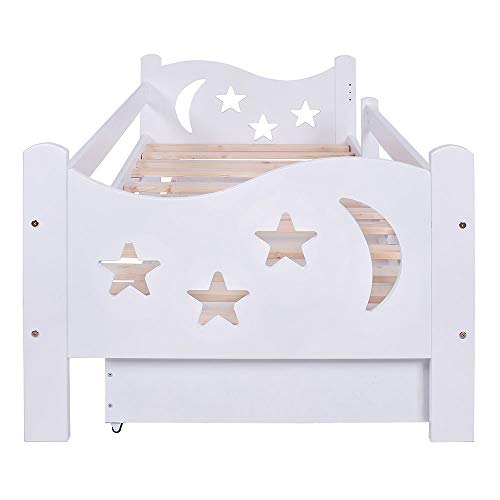 LULU MÖBELChrisi - Cama infantil completa con colchón (160 x 80 cm, somier y cajón, para niños a partir de 2 años), color blanco