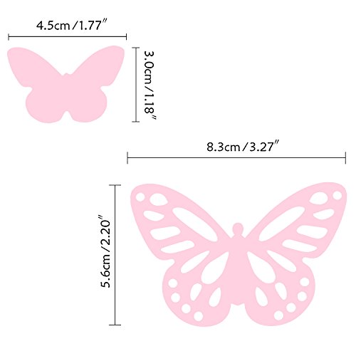 Luxbon 100pcs 3D Decorativas Pegatinas de Pared de la Mariposa 2 Tamaños DIY Mural Decalques Papel Arte Artesanía Inicio Decoración (Rosado)