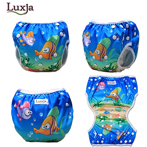 Luxja Pañal de Natación para bebes Bañador Reutilizable de Nadar de Bebé Pañal lavable para Bebé (0-3 años), Ballenas + Peces