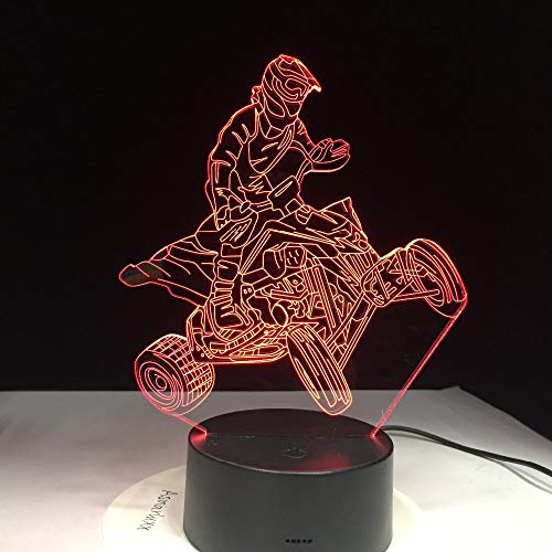 Luz de noche para niños 3D, motocicleta de cuatro ruedas de montaña Luz de 7 colores Decoración para el hogar Lámpara Visualización Luz óptica Luz de noche 3D Luz de sueño dinámico para niños Tienda