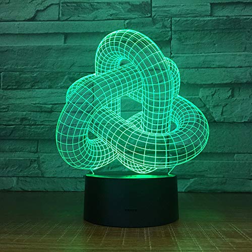 Luz nocturna 3D para niños, Magic Twist Knot LED luz nocturna 7 colores cambiantes USB lámpara de mesa creativa, regalo de cumpleaños de Navidad, Home Office decoración, juguetes para niños