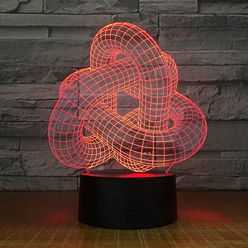 Luz nocturna 3D para niños, Magic Twist Knot LED luz nocturna 7 colores cambiantes USB lámpara de mesa creativa, regalo de cumpleaños de Navidad, Home Office decoración, juguetes para niños