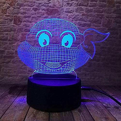 Luz Nocturna 3D Tortugas Ninjas Mutantes Adolescentes Lámpara De Óptico Ilusión De LVYONG Con Control Remoto 16 Cambio De Color Luces Led Usb De Táctil Mejor Regalo Para Niños.