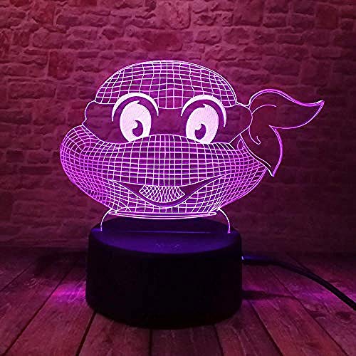 Luz Nocturna 3D Tortugas Ninjas Mutantes Adolescentes Lámpara De Óptico Ilusión De LVYONG Con Control Remoto 16 Cambio De Color Luces Led Usb De Táctil Mejor Regalo Para Niños.