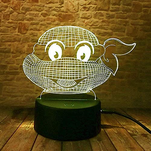 Luz Nocturna 3D Tortugas Ninjas Mutantes Adolescentes Lámpara De Óptico Ilusión De LVYONG Con Control Remoto 16 Cambio De Color Luces Led Usb De Táctil Mejor Regalo Para Niños.