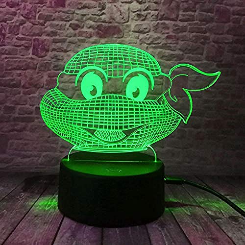 Luz Nocturna 3D Tortugas Ninjas Mutantes Adolescentes Lámpara De Óptico Ilusión De LVYONG Con Control Remoto 16 Cambio De Color Luces Led Usb De Táctil Mejor Regalo Para Niños.