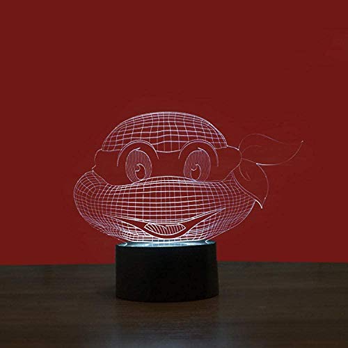 Luz Nocturna 3D Tortugas Ninjas Mutantes Adolescentes Lámpara De Óptico Ilusión De LVYONG Con Control Remoto 16 Cambio De Color Luces Led Usb De Táctil Mejor Regalo Para Niños.