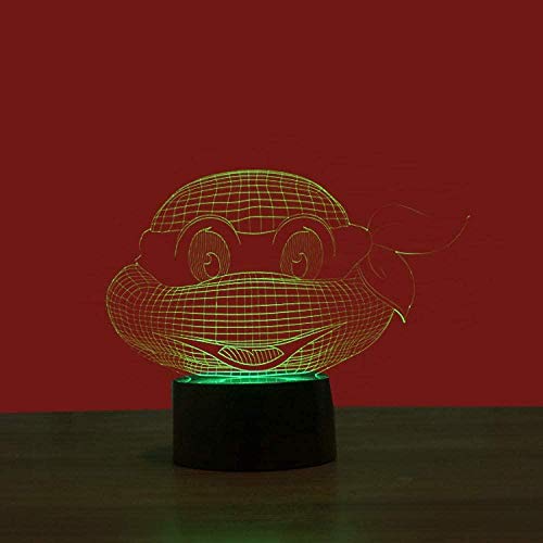 Luz Nocturna 3D Tortugas Ninjas Mutantes Adolescentes Lámpara De Óptico Ilusión De LVYONG Con Control Remoto 16 Cambio De Color Luces Led Usb De Táctil Mejor Regalo Para Niños.