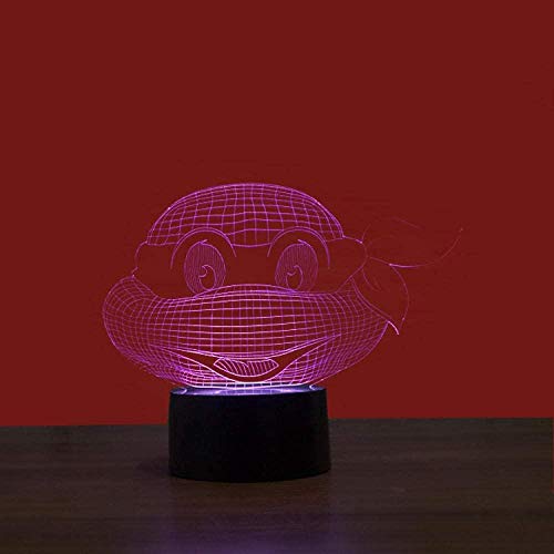 Luz Nocturna 3D Tortugas Ninjas Mutantes Adolescentes Lámpara De Óptico Ilusión De LVYONG Con Control Remoto 16 Cambio De Color Luces Led Usb De Táctil Mejor Regalo Para Niños.