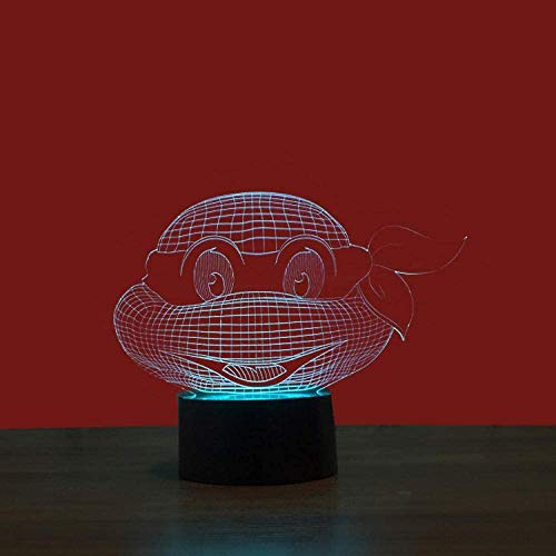 Luz Nocturna 3D Tortugas Ninjas Mutantes Adolescentes Lámpara De Óptico Ilusión De LVYONG Con Control Remoto 16 Cambio De Color Luces Led Usb De Táctil Mejor Regalo Para Niños.