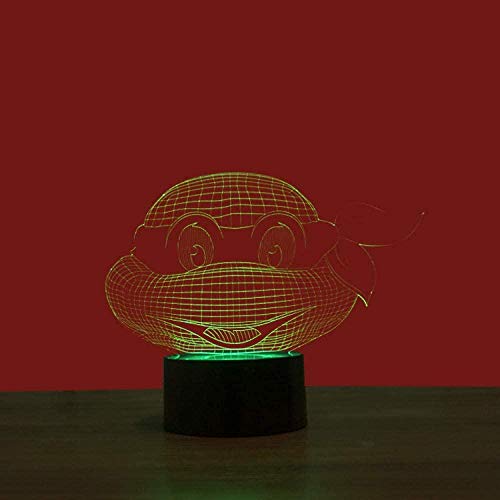 Luz Nocturna 3D Tortugas Ninjas Mutantes Adolescentes Lámpara De Óptico Ilusión De LVYONG Con Control Remoto 16 Cambio De Color Luces Led Usb De Táctil Mejor Regalo Para Niños.