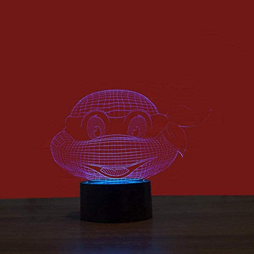 Luz Nocturna 3D Tortugas Ninjas Mutantes Adolescentes Lámpara De Óptico Ilusión De LVYONG Con Control Remoto 16 Cambio De Color Luces Led Usb De Táctil Mejor Regalo Para Niños.