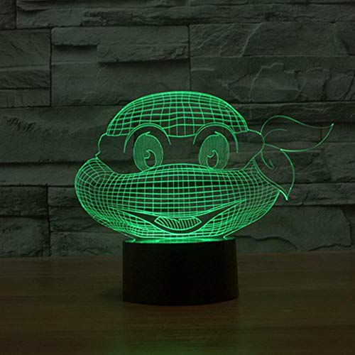 Luz Nocturna 3D Tortugas Ninjas Mutantes Adolescentes Lámpara De Óptico Ilusión De LVYONG Con Control Remoto 16 Cambio De Color Luces Led Usb De Táctil Mejor Regalo Para Niños.