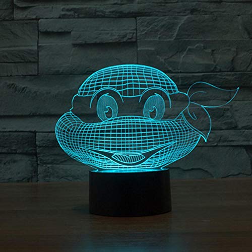 Luz Nocturna 3D Tortugas Ninjas Mutantes Adolescentes Lámpara De Óptico Ilusión De LVYONG Con Control Remoto 16 Cambio De Color Luces Led Usb De Táctil Mejor Regalo Para Niños.