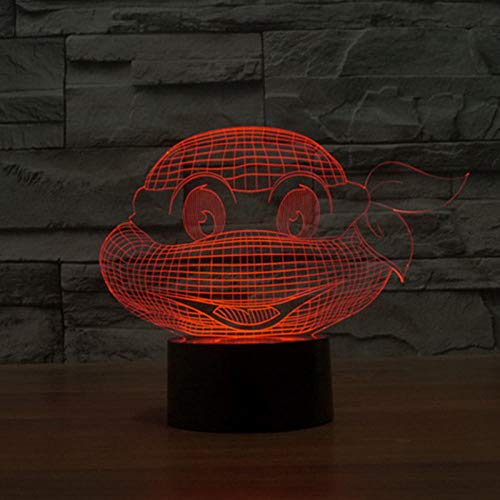 Luz Nocturna 3D Tortugas Ninjas Mutantes Adolescentes Lámpara De Óptico Ilusión De LVYONG Con Control Remoto 16 Cambio De Color Luces Led Usb De Táctil Mejor Regalo Para Niños.