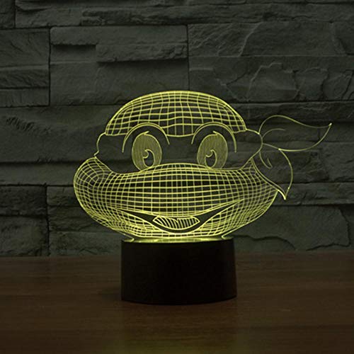 Luz Nocturna 3D Tortugas Ninjas Mutantes Adolescentes Lámpara De Óptico Ilusión De LVYONG Con Control Remoto 16 Cambio De Color Luces Led Usb De Táctil Mejor Regalo Para Niños.