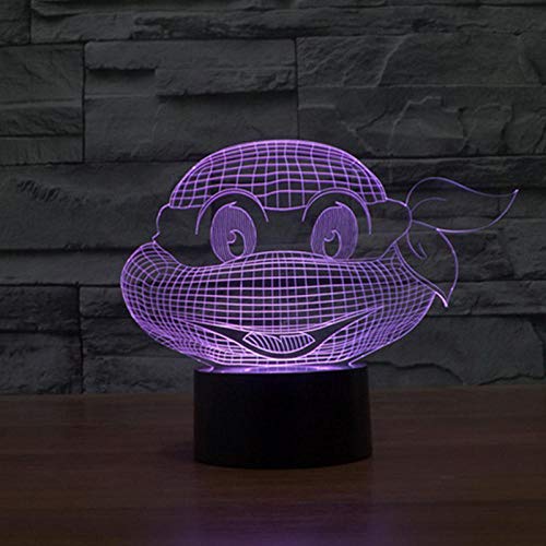 Luz Nocturna 3D Tortugas Ninjas Mutantes Adolescentes Lámpara De Óptico Ilusión De LVYONG Con Control Remoto 16 Cambio De Color Luces Led Usb De Táctil Mejor Regalo Para Niños.