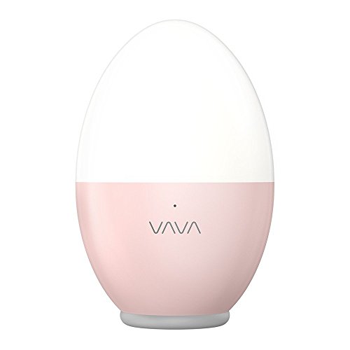 Luz Nocturna Infantil VAVA, Lámpara de Mesilla de Noche, Lámpara Decoración Habitacion bebé (LED Cuidado Ojos, Seguro ABS+PC, Control Táctil, IP65 Impermeable, Brillo y Color Ajustable), Rosa