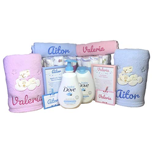 MabyBox My Dove | Canastilla Bebe | Regalo Original Recien nacido | Cesta de Bebe Personalizada | Set regalo Bebe (Azul)