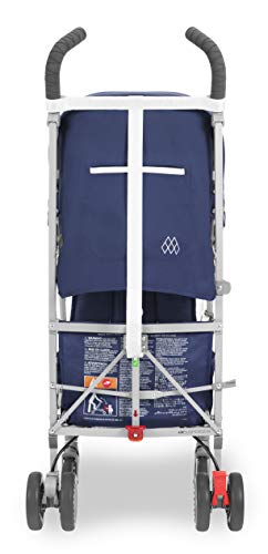 MacLaren Globetrotter Silla de Paseo Ligera, Compacta y Fácil de Maniobrar, Capota Extensible e Impermeable con FPU 50+ y Asiento Reclinable, Azul/Blanco