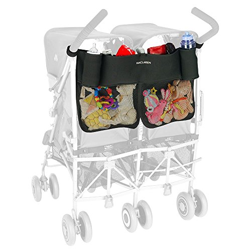 Maclaren Organizador Universal Twin para Tener Lo Esencial Siempre a Mano, Se Adapta a Maclarens y Mayoría de las Marcas, Accesorio Ideal para Sillas de Paseo, Multicolor (Charcoal/Charcoal)