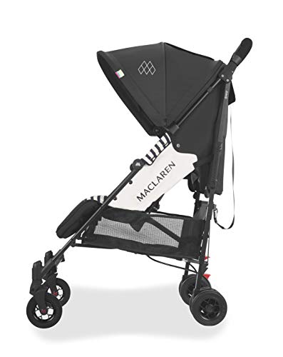 Maclaren Quest arc Silla de paseo - ligero, manillar unido, para recién nacidos hasta los 25kg, Asiento multiposición, suspensión en las 4 ruedas, Negro/Blanco Raya