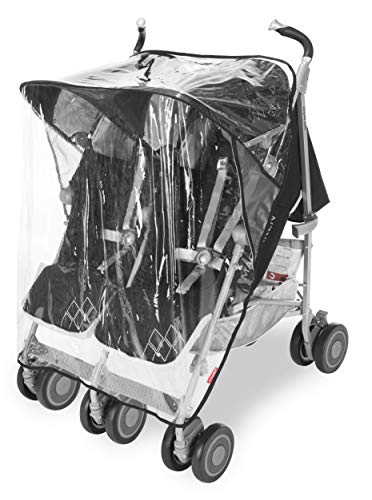 Maclaren Twin Techno Silla de paseo doble - ligera, para recién nacidos hasta los 50kg, encaja a través de la mayoría de las puertas, Capota extensible con UPF 50+