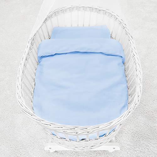 Makian - Funda Nórdica 80x80 cm y Funda Almohada 35x40 cm - Ropa de cama para Minicuna y Moisés, 100% algodón, Certificado ÖkoTex- azul