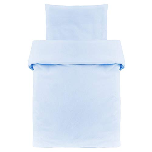 Makian - Funda Nórdica 80x80 cm y Funda Almohada 35x40 cm - Ropa de cama para Minicuna y Moisés, 100% algodón, Certificado ÖkoTex- azul