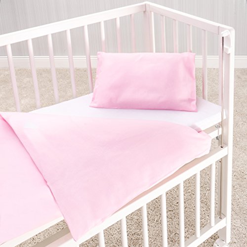 Makian - Funda Nórdica 80x80 cm y Funda Almohada 35x40 cm - Ropa de cama para Minicuna y Moisés, 100% algodón, Certificado ÖkoTex- rosa