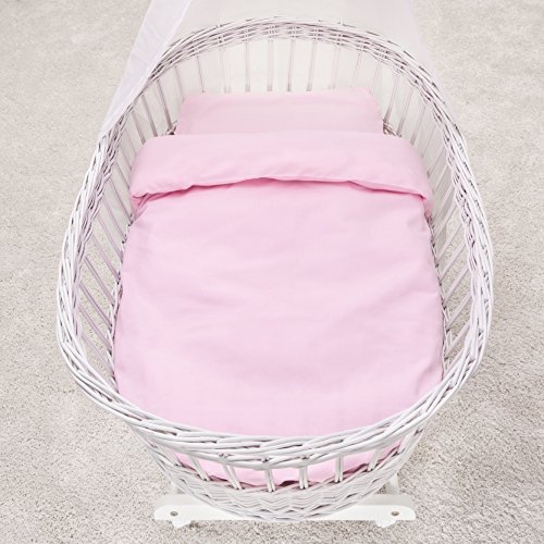 Makian - Funda Nórdica 80x80 cm y Funda Almohada 35x40 cm - Ropa de cama para Minicuna y Moisés, 100% algodón, Certificado ÖkoTex- rosa