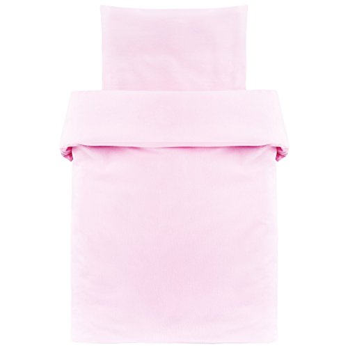 Makian - Funda Nórdica 80x80 cm y Funda Almohada 35x40 cm - Ropa de cama para Minicuna y Moisés, 100% algodón, Certificado ÖkoTex- rosa