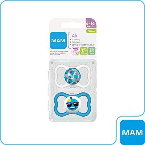 MAM 66218811, Pack de 2 chupetes de silicona de aire, niños entre 6-16 meses, modelos surtidos