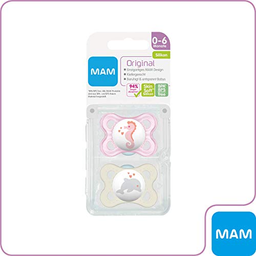 Mam Babyartikel 66542422 - Lot de 2 chupetes, sin BPA, 0-6 meses, colores aleatorios