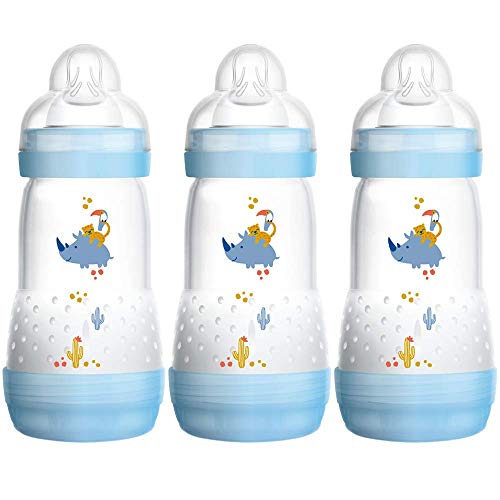 MAM - Biberón (autoesterilizante, anticólico, 260 ml, 3 unidades), multicolor, 2 Meses+