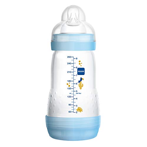 MAM - Biberón (autoesterilizante, anticólico, 260 ml, 3 unidades), multicolor, 2 Meses+