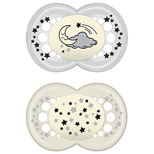 MAM Chupetes 16+ meses Silicona, Juego De 4, El botón se ilumina en la oscuridad