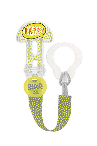 MAM Clip It! & Cover, Broche de chupete y funda de chupete cubre tetina, sujeta chupete con longitud ajustable, pinza chupetero para todo tipo de chupetes, 0+ meses, amarillo