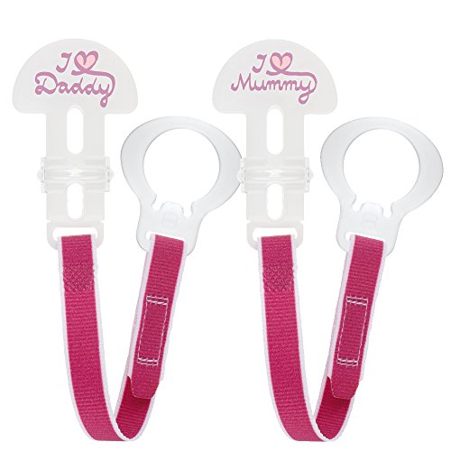 MAM - Conjunto de 2 soportes Soother"Amo a la mamá/papá", Pink (rosa)