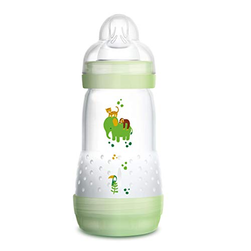 MAM Easy Start Anti-Colic 2+ meses - Biberón anticólicos con base de ventilación y tetina MAM nº 2, 260 ml, Verde