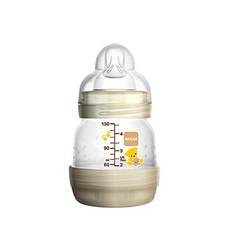 MAM Easy Start Anti-Colic Biberón anticólicos 130 ml + MAM Start chupete ortodóntico, set de 2 con tetinas MAM autoesterilizables de silicona extrasuave, 0+ meses, beis