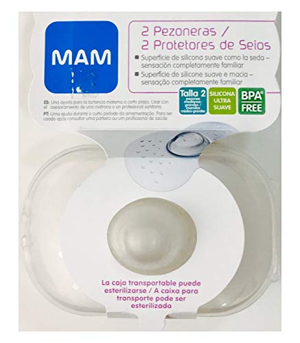 MAM Pezoneras silicona Talla 1 (2 uds), con caja de autoesterilización.