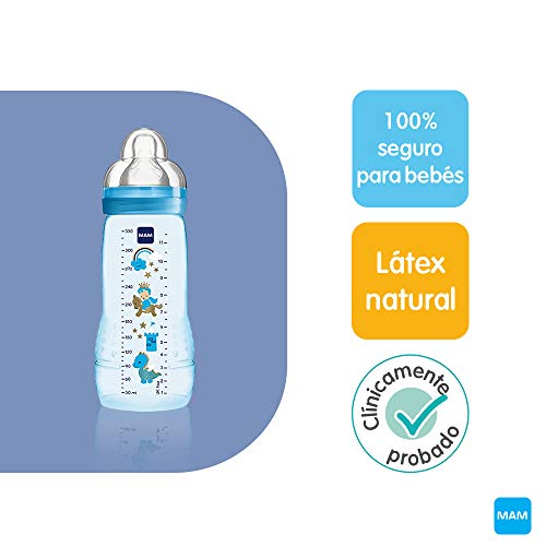 MAM Training Bottle Set, regalos para bebés de +4 meses, incluye 1 biberón Trainer (220 ml) y 1 biberón Easy Active (330 ml), juego de biberones con bonitos dibujos, NIÑO (Boy)