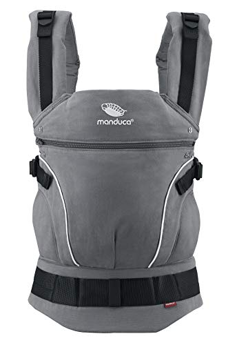 manduca First Baby Carrier > PureCotton DarkGrey < Mochila Portabebe Ergonomica, Algodón Orgánico, Extensión de Espalda Patentada, para Recién Nacidos y Bebés de 3,5 a 20 kg (gris oscuro)