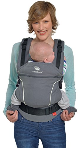 manduca First Baby Carrier > PureCotton DarkGrey < Mochila Portabebe Ergonomica, Algodón Orgánico, Extensión de Espalda Patentada, para Recién Nacidos y Bebés de 3,5 a 20 kg (gris oscuro)