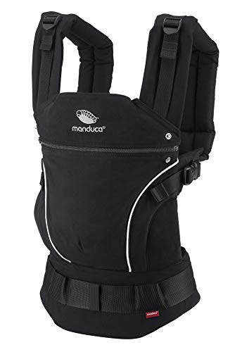 manduca First Baby Carrier > PureCotton < Mochila Portabebe Ergonomica, Algodón Orgánico, Extensión de Espalda Patentada, para Recién Nacidos y Bebés de 3,5 a 20 kg (PureCotton, NightBlack (negro))