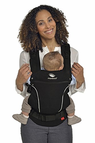 manduca First Baby Carrier > PureCotton < Mochila Portabebe Ergonomica, Algodón Orgánico, Extensión de Espalda Patentada, para Recién Nacidos y Bebés de 3,5 a 20 kg (PureCotton, NightBlack (negro))